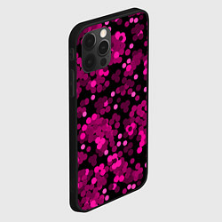 Чехол для iPhone 12 Pro Max Красно розовые конфетти на черном, цвет: 3D-черный — фото 2