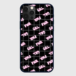 Чехол для iPhone 12 Pro Max Girl power - черный в клетку, цвет: 3D-черный