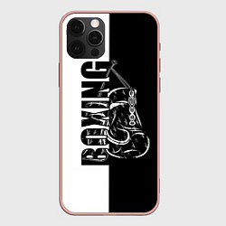 Чехол для iPhone 12 Pro Max Boxing чёрно-белое, цвет: 3D-светло-розовый