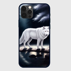 Чехол для iPhone 12 Pro Max Белый волк в лесу, цвет: 3D-черный