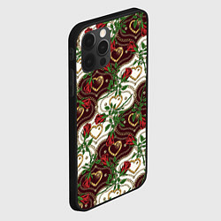 Чехол для iPhone 12 Pro Max Романтика - сердечки и розы, цвет: 3D-черный — фото 2