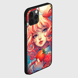Чехол для iPhone 12 Pro Max Клубничная девушка, цвет: 3D-черный — фото 2