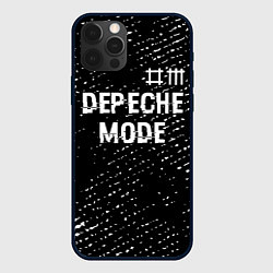 Чехол для iPhone 12 Pro Max Depeche Mode glitch на темном фоне: символ сверху, цвет: 3D-черный