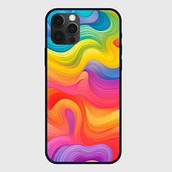 Чехол для iPhone 12 Pro Max Красочные разливы, цвет: 3D-черный