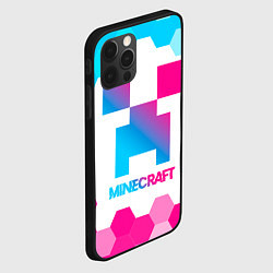 Чехол для iPhone 12 Pro Max Minecraft neon gradient style, цвет: 3D-черный — фото 2