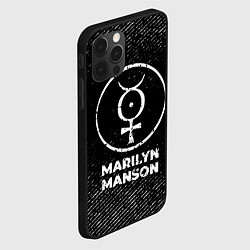 Чехол для iPhone 12 Pro Max Marilyn Manson с потертостями на темном фоне, цвет: 3D-черный — фото 2