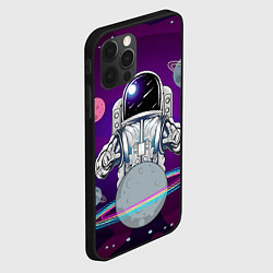 Чехол для iPhone 12 Pro Max Космонавт с планетами и звездами, цвет: 3D-черный — фото 2
