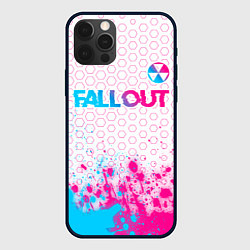 Чехол для iPhone 12 Pro Max Fallout neon gradient style: символ сверху, цвет: 3D-черный