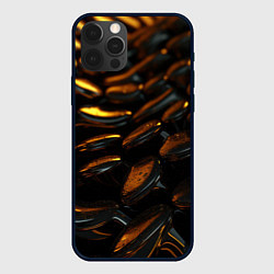 Чехол для iPhone 12 Pro Max Абстрактные золотые камни, цвет: 3D-черный