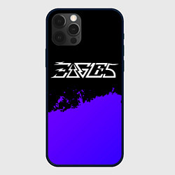 Чехол для iPhone 12 Pro Max Eagles purple grunge, цвет: 3D-черный