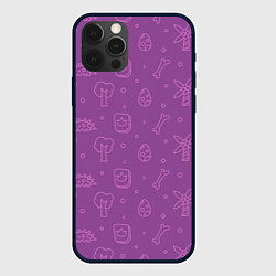 Чехол для iPhone 12 Pro Max Violet dinosaurs, цвет: 3D-черный