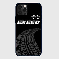 Чехол iPhone 12 Pro Max Exeed speed на темном фоне со следами шин: символ