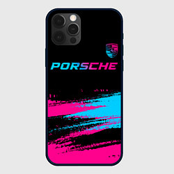 Чехол iPhone 12 Pro Max Porsche - neon gradient: символ сверху