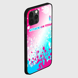 Чехол для iPhone 12 Pro Max Attack on Titan neon gradient style: символ сверху, цвет: 3D-черный — фото 2