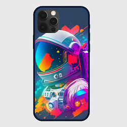 Чехол для iPhone 12 Pro Max Космонавт - акварельные мазки, цвет: 3D-черный