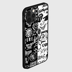 Чехол для iPhone 12 Pro Max Логотипы лучших рок групп, цвет: 3D-черный — фото 2