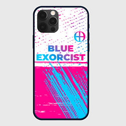 Чехол для iPhone 12 Pro Max Blue Exorcist neon gradient style: символ сверху, цвет: 3D-черный