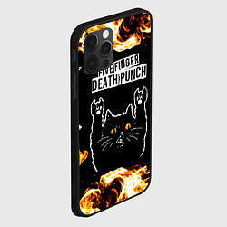 Чехол для iPhone 12 Pro Max Five Finger Death Punch рок кот и огонь, цвет: 3D-черный — фото 2