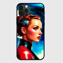 Чехол для iPhone 12 Pro Max Девушка связист в космосе, цвет: 3D-черный