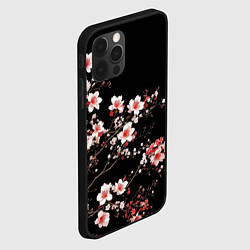 Чехол для iPhone 12 Pro Max Цветущая сакура - белые и красные, цвет: 3D-черный — фото 2