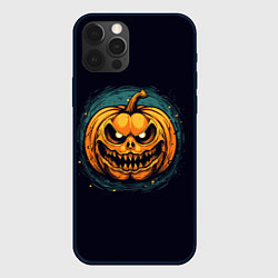 Чехол для iPhone 12 Pro Max Злая тыква со светящимися глазами, цвет: 3D-черный