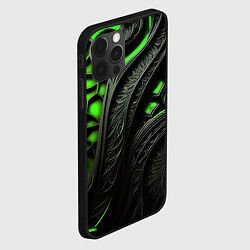 Чехол для iPhone 12 Pro Max Green black abstract, цвет: 3D-черный — фото 2