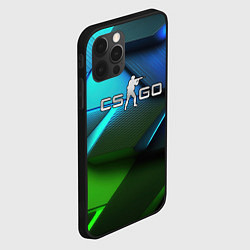 Чехол для iPhone 12 Pro Max CS GO green blue abstract, цвет: 3D-черный — фото 2