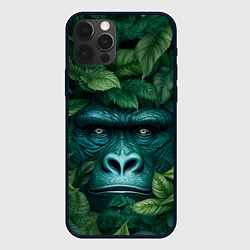 Чехол для iPhone 12 Pro Max Горилла в кустах джунгли, цвет: 3D-черный