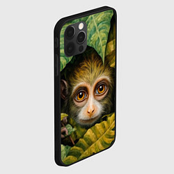 Чехол для iPhone 12 Pro Max Маленькая обезьянка в листьях, цвет: 3D-черный — фото 2