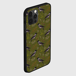 Чехол для iPhone 12 Pro Max Вороны и еловые веточки, цвет: 3D-черный — фото 2