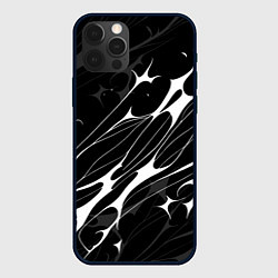 Чехол для iPhone 12 Pro Max Белые абстрактные полосы, цвет: 3D-черный