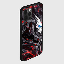 Чехол для iPhone 12 Pro Max Красный улыбающийся кибер череп, цвет: 3D-черный — фото 2