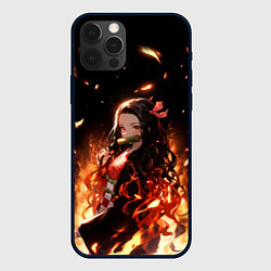 Чехол для iPhone 12 Pro Max Незуко и пламя - клинок, цвет: 3D-черный