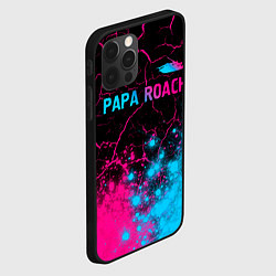 Чехол для iPhone 12 Pro Max Papa Roach - neon gradient: символ сверху, цвет: 3D-черный — фото 2