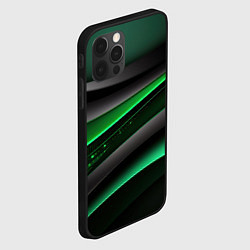 Чехол для iPhone 12 Pro Max Black green line, цвет: 3D-черный — фото 2