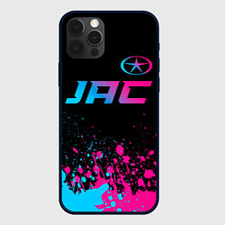 Чехол для iPhone 12 Pro Max JAC - neon gradient: символ сверху, цвет: 3D-черный