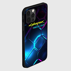 Чехол для iPhone 12 Pro Max Neon cyberpunk logo, цвет: 3D-черный — фото 2