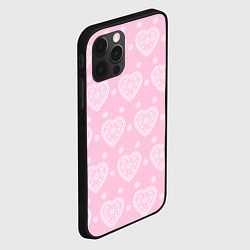 Чехол для iPhone 12 Pro Max Розовое кружево сердечки, цвет: 3D-черный — фото 2
