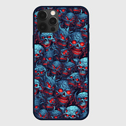 Чехол для iPhone 12 Pro Max Monster skulls pattern, цвет: 3D-черный