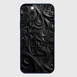 Чехол для iPhone 12 Pro Max Черная текстура из кожи с узорами, цвет: 3D-черный