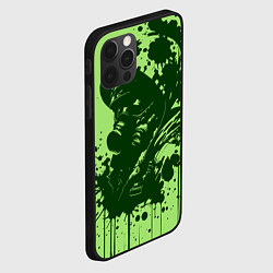Чехол для iPhone 12 Pro Max Человек в противогазе и кляксы чернил, цвет: 3D-черный — фото 2