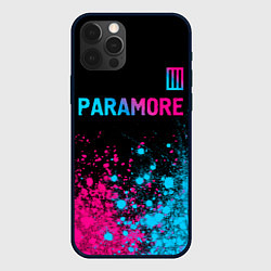 Чехол для iPhone 12 Pro Max Paramore - neon gradient: символ сверху, цвет: 3D-черный