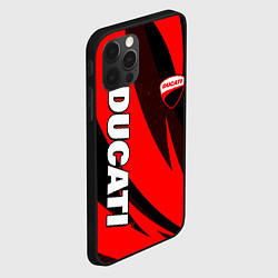 Чехол для iPhone 12 Pro Max Ducati - красные волны, цвет: 3D-черный — фото 2