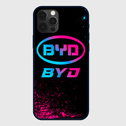 Чехол для iPhone 12 Pro Max BYD - neon gradient, цвет: 3D-черный