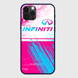 Чехол для iPhone 12 Pro Max Infiniti neon gradient style: символ сверху, цвет: 3D-черный