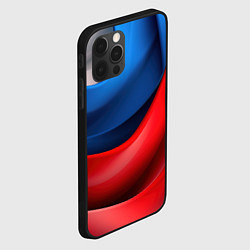 Чехол для iPhone 12 Pro Max Объемная абстракция в цветах флага РФ, цвет: 3D-черный — фото 2