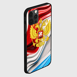 Чехол для iPhone 12 Pro Max Герб России на фоне флага, цвет: 3D-черный — фото 2