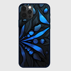 Чехол для iPhone 12 Pro Max Black blue elements, цвет: 3D-черный