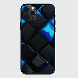 Чехол для iPhone 12 Pro Max Черные и синие плитки, цвет: 3D-черный