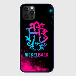 Чехол для iPhone 12 Pro Max Nickelback - neon gradient, цвет: 3D-черный